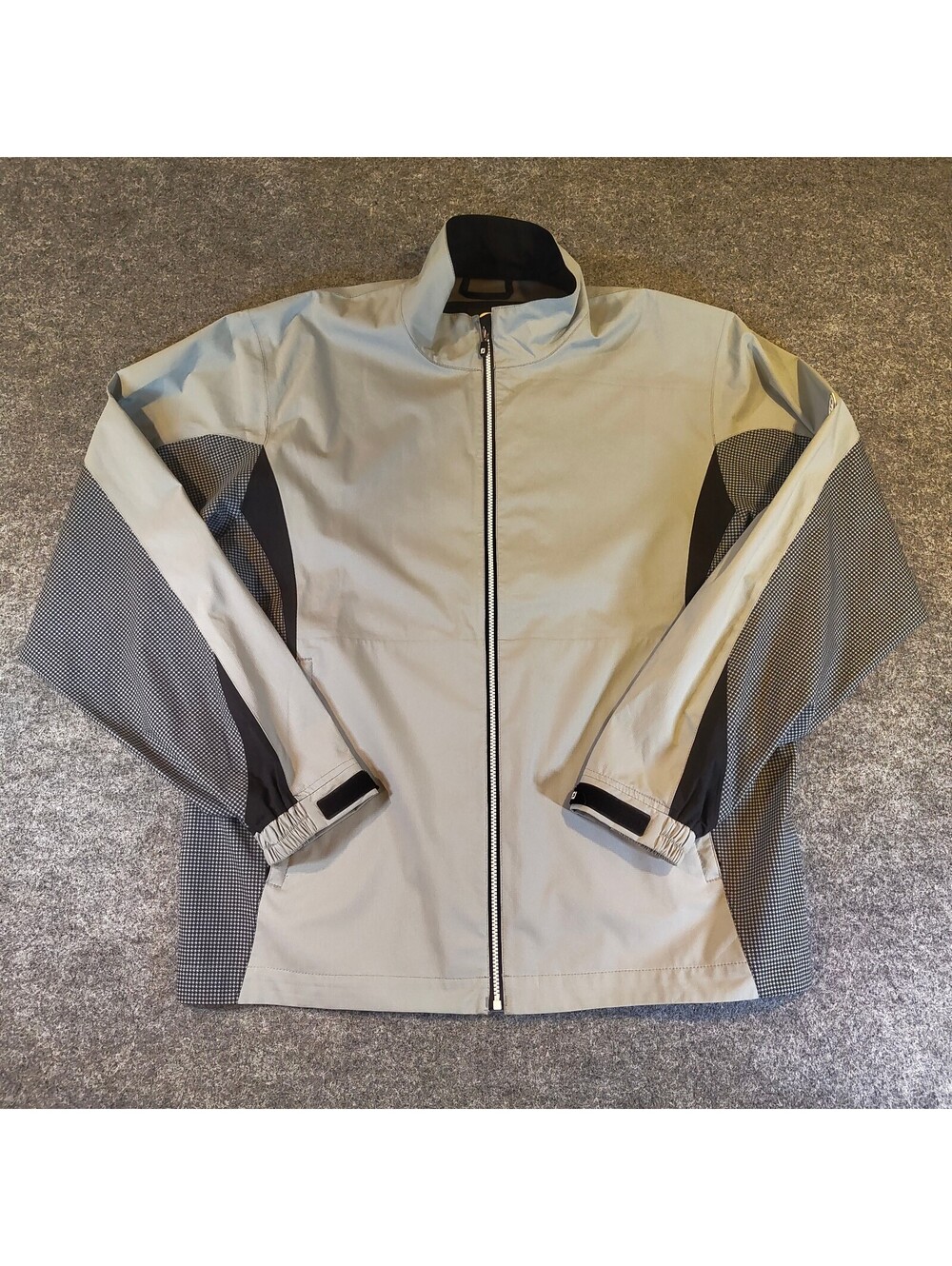 FootJoy DryJoys Gray Houndstooth Golf Rain Jacket Men's Size Medium